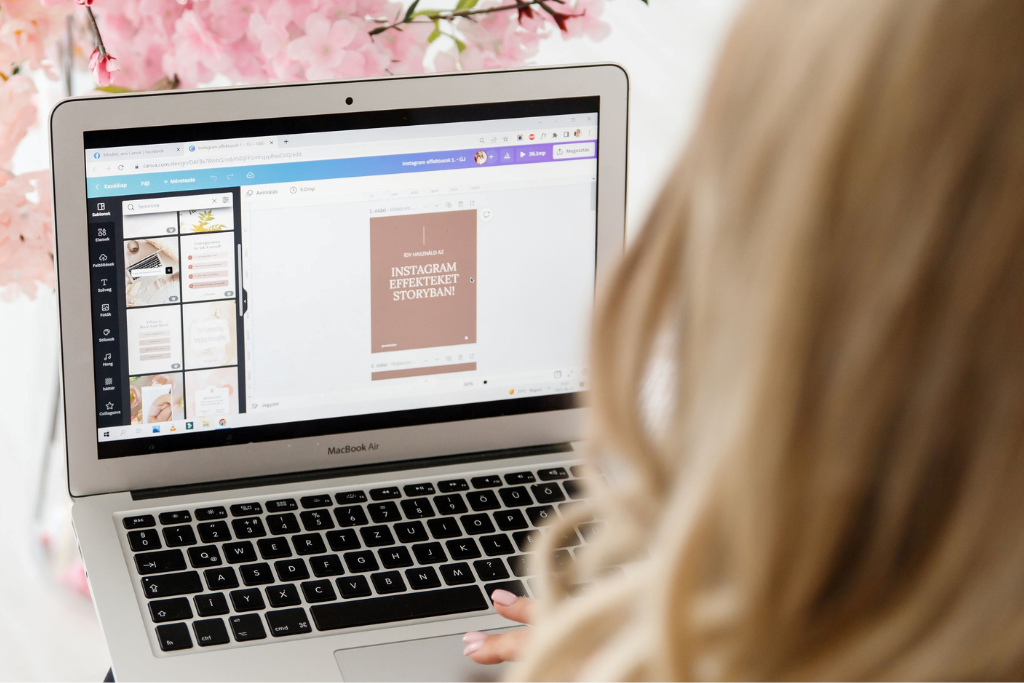 Bodó Renáta Anna Canva szakértő a Instagram sablont szerkeszt
